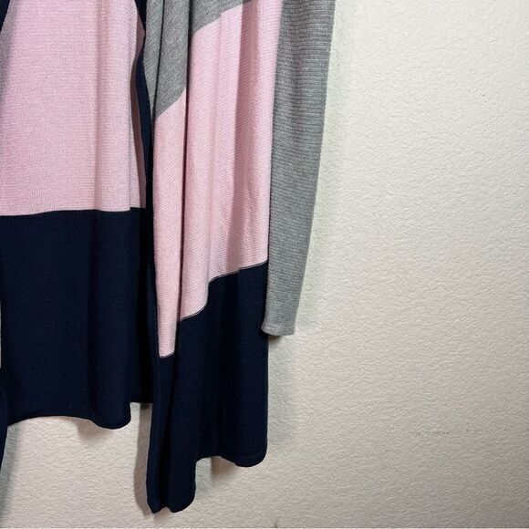 Philosophy Pink Gray Navy Stripe Open Front Knit Long Cardigan‎ Women's XS - Picture 3 of 6